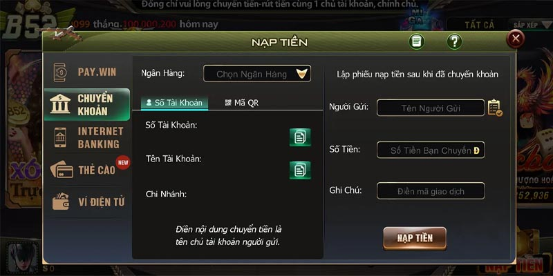 Nap/rút tiền nhà cái b52club com