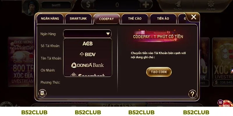 nạp tiền, rút tiền