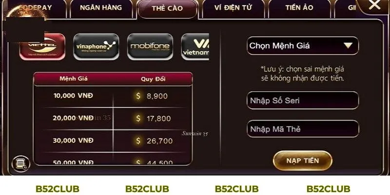 nạp tiền, rút tiền